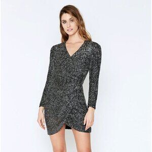 Bardot Sequin Long Sleeve Sparkle Dress Charcoal Sequin Size US 8